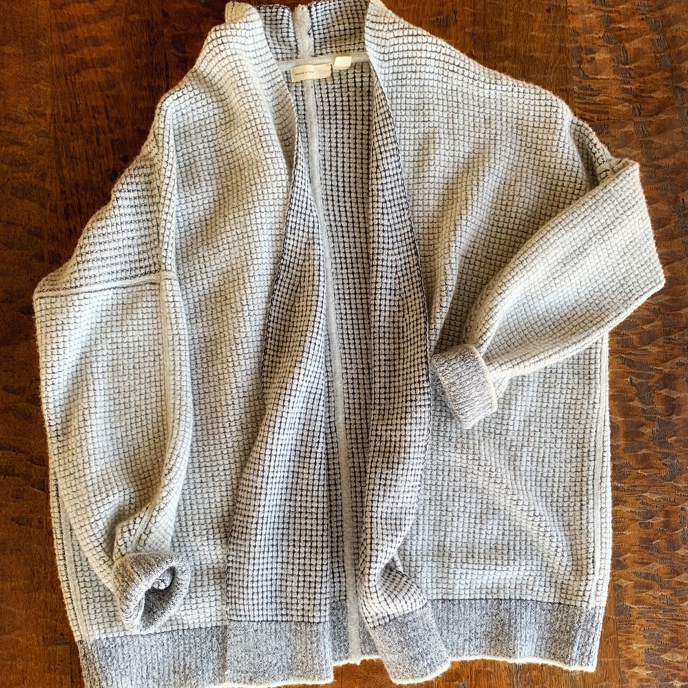 Anthropologie Gray Waffle Knit Cardigan